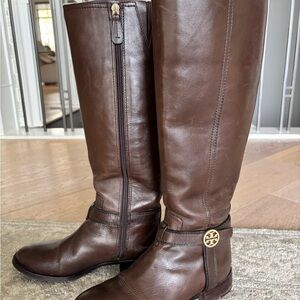 Tory Burch Leather Knee-High Riding Boots